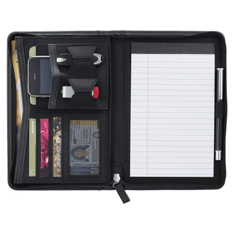 Leed's Black Pedova Jr. Zippered Padfolio with FSC Mix Paper - Image 3