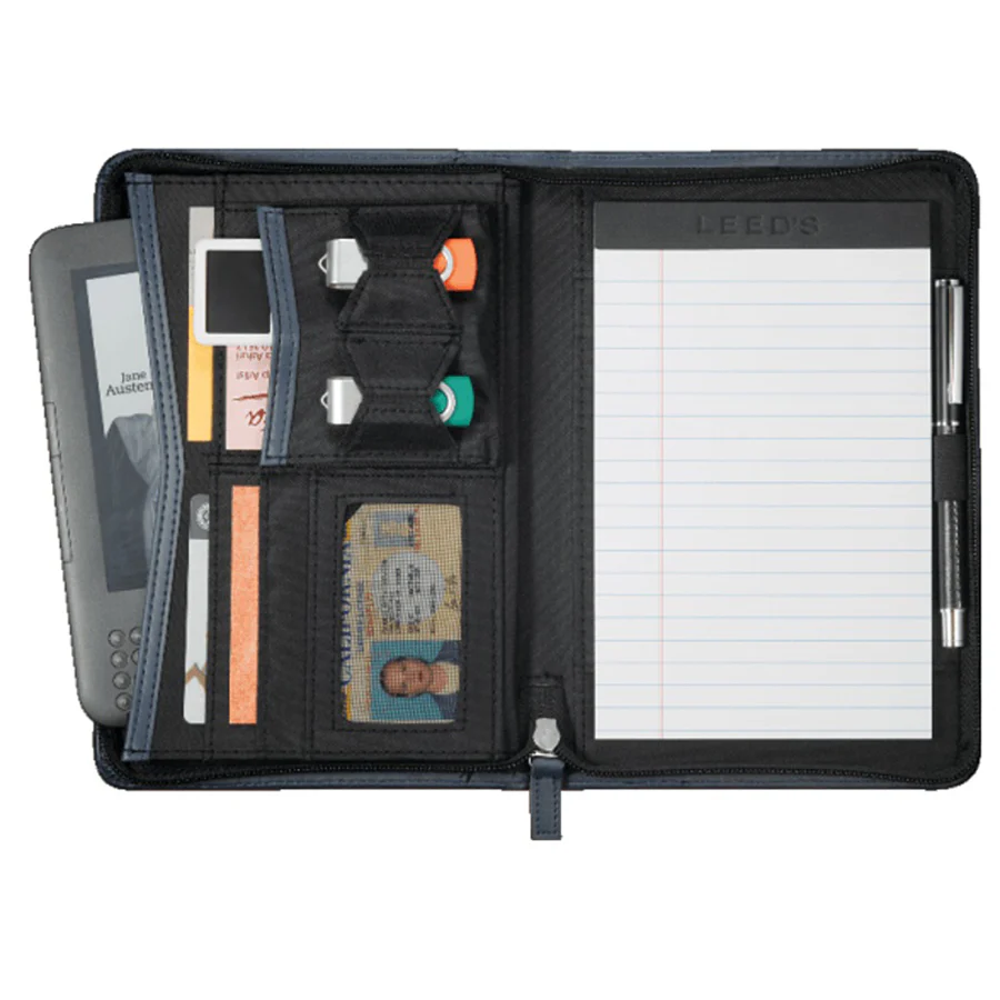 Leed's Navy Pedova Jr. Zippered Padfolio with FSC Mix Paper - Image 4