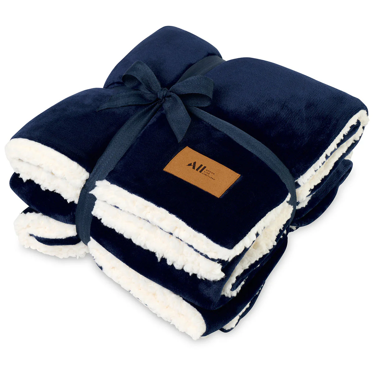 48-Hour Gemline Navy Mink Sherpa Blanket