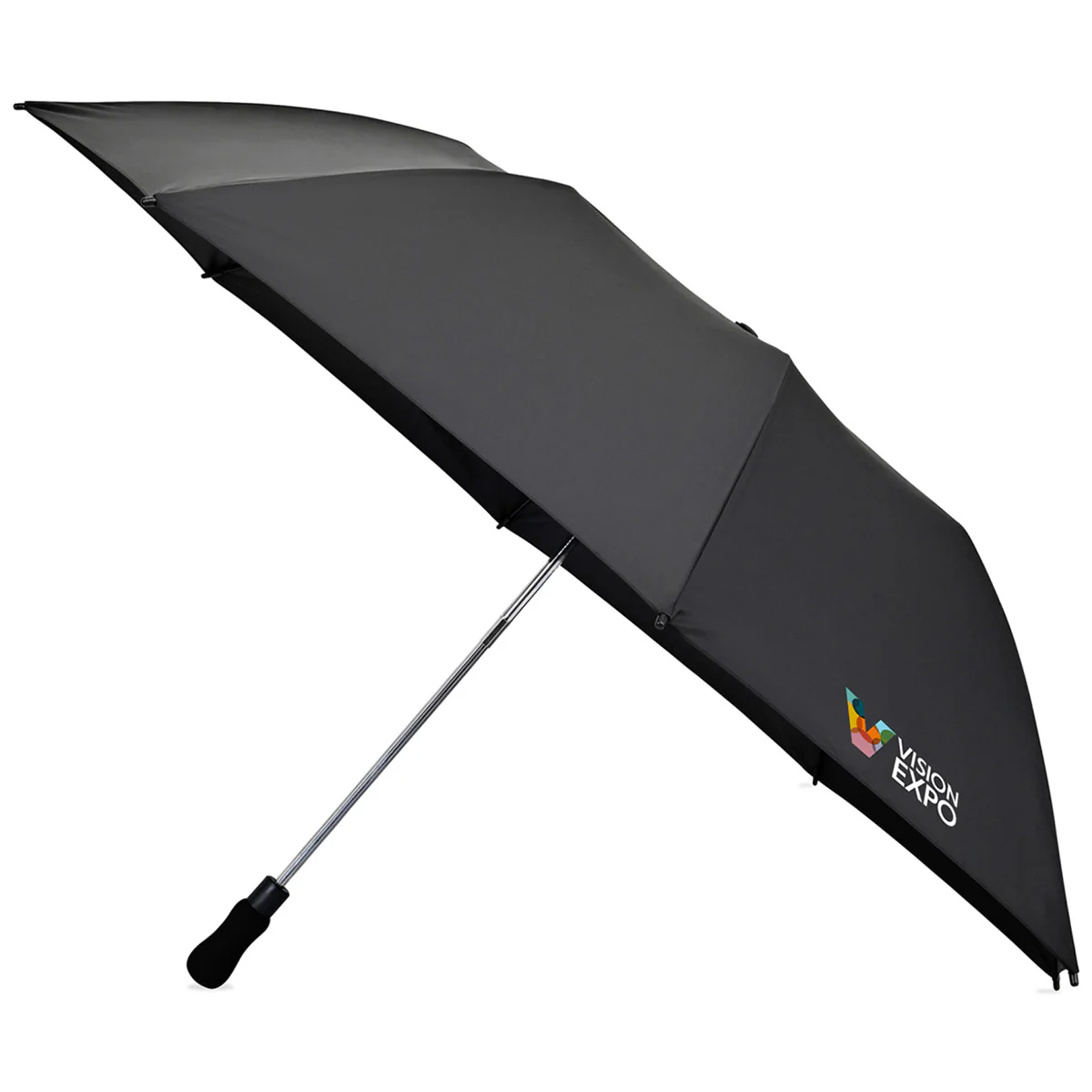 Elements Black 58" Recycled Auto Open Travel Folding Umbrella