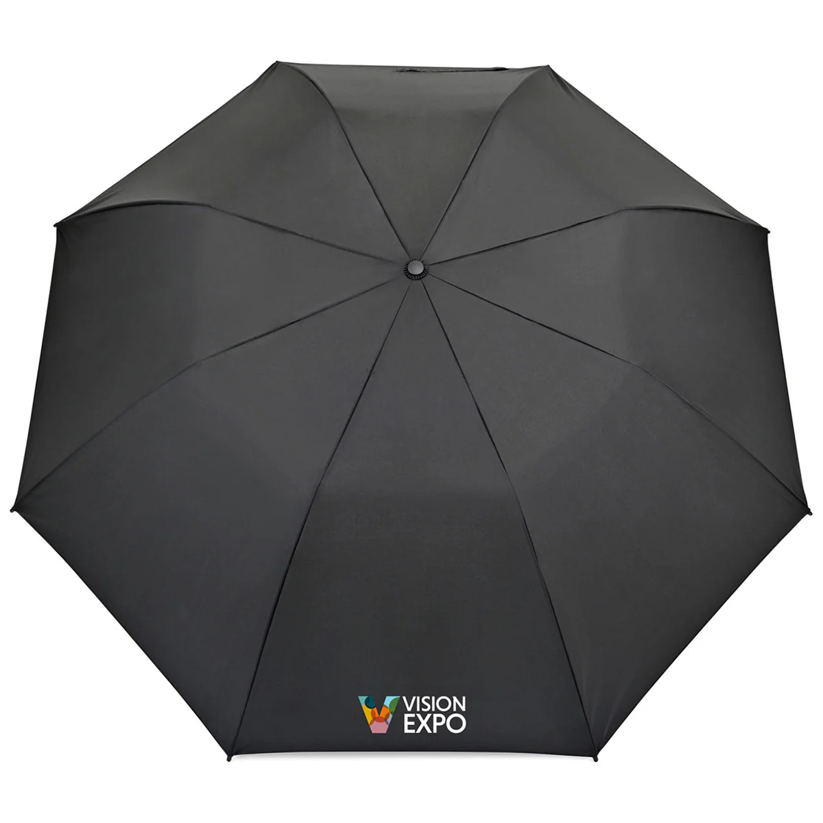 Elements Black 58" Recycled Auto Open Travel Folding Umbrella - Image 2