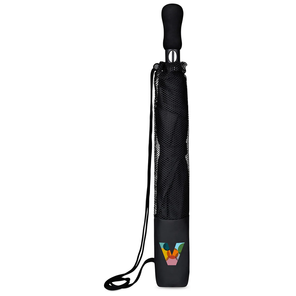 Elements Black 58" Recycled Auto Open Travel Folding Umbrella - Image 3