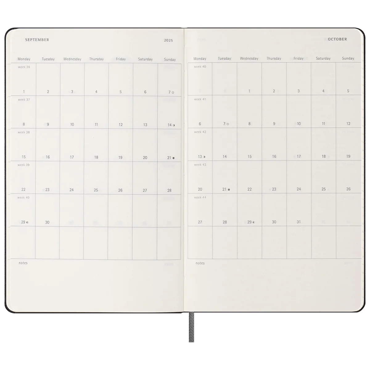 Moleskine Black Hard Cover Large 18 Month Weekly 2024-2025 Planner - Image 3