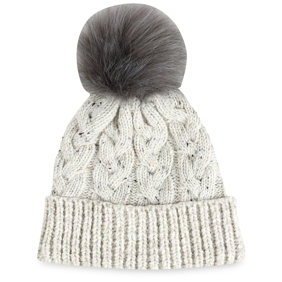 Ahead Oatmeal Speckle Pom Knit Hat - Image 3