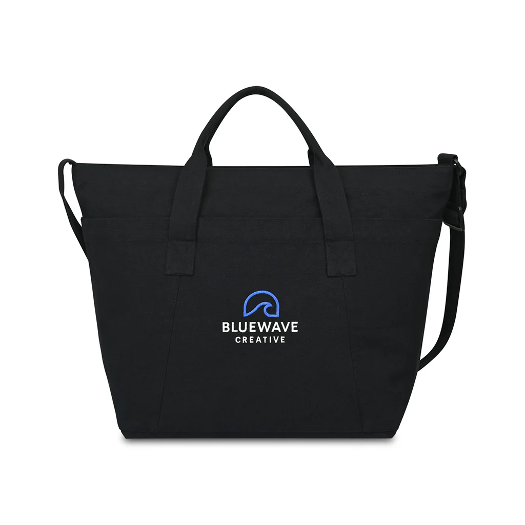 Gemline Black Recycled Cotton Weekender Tote - AWARE