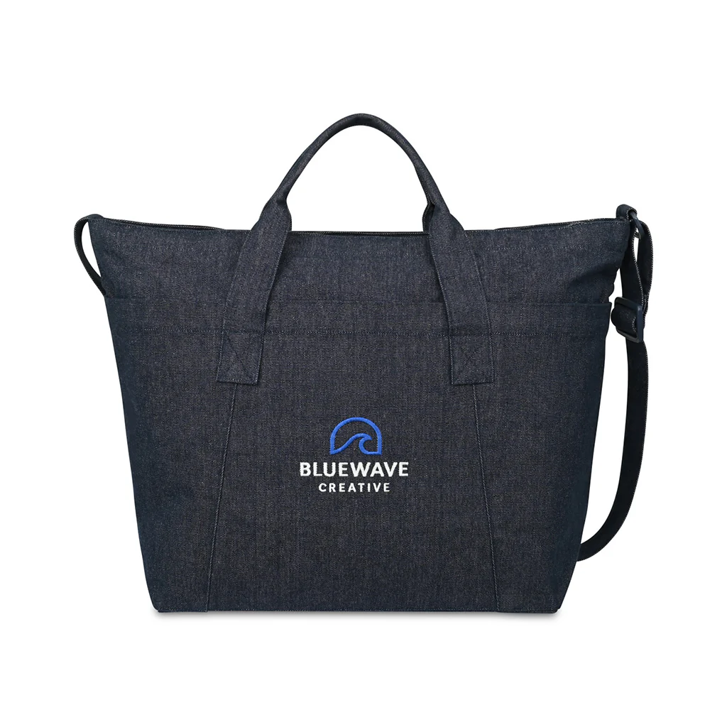 Gemline Indigo Denim Recycled Cotton Weekender Tote - AWARE