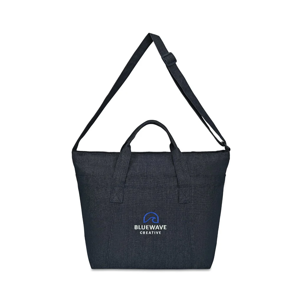 Gemline Indigo Denim Recycled Cotton Weekender Tote - AWARE - Image 3