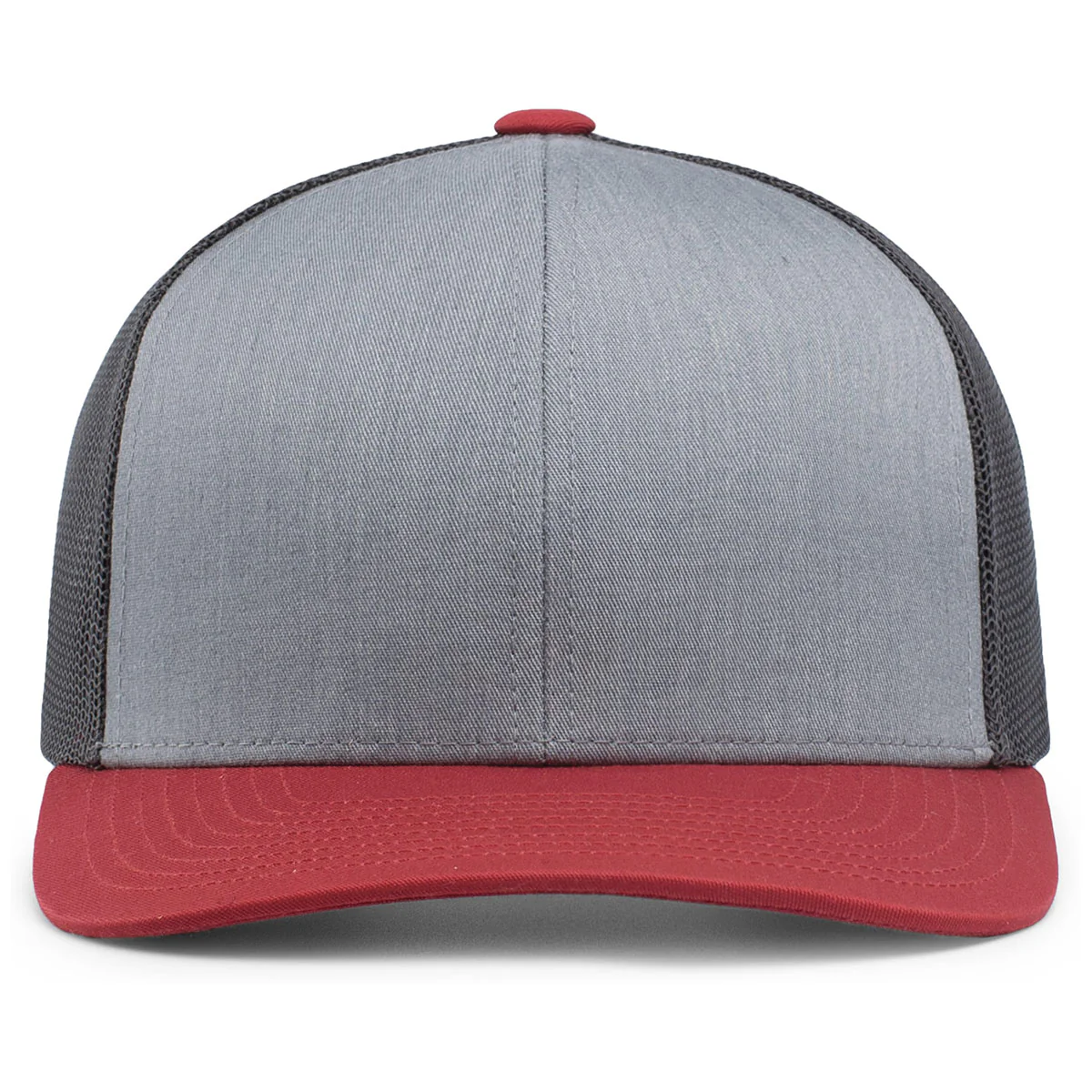 Pacific Headwear Heather Grey/Lt Charcoal/Varsity Snapback Trucker Mesh Cap - Image 3