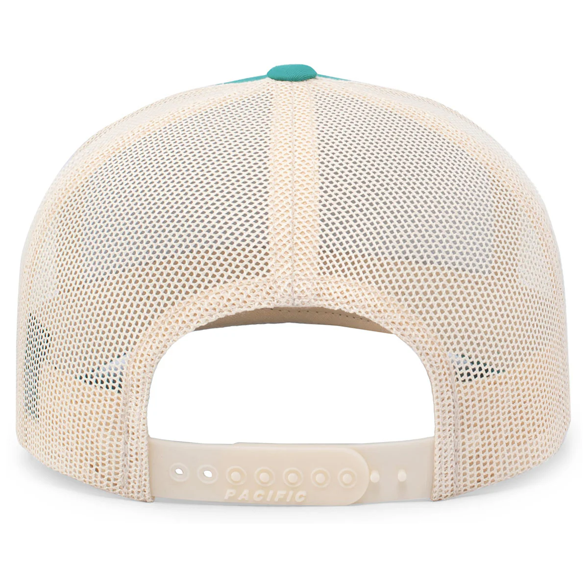 Pacific Headwear Jaguar Teal/Beige/Jaguar Teal Snapback Trucker Mesh Cap - Image 2