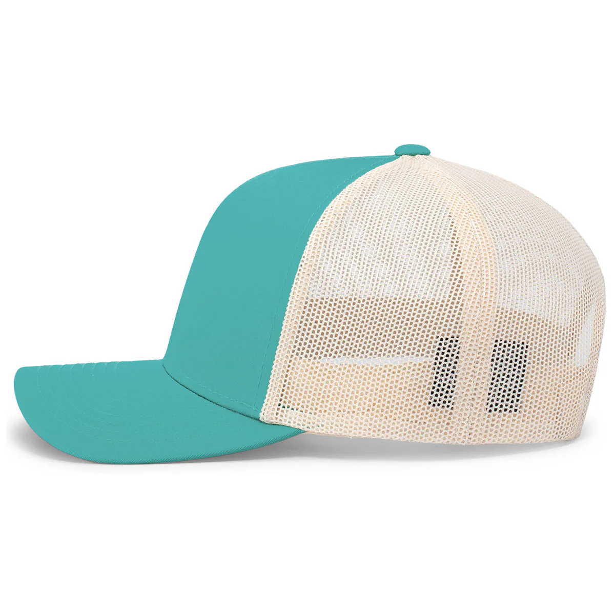 Pacific Headwear Jaguar Teal/Beige/Jaguar Teal Snapback Trucker Mesh Cap - Image 4