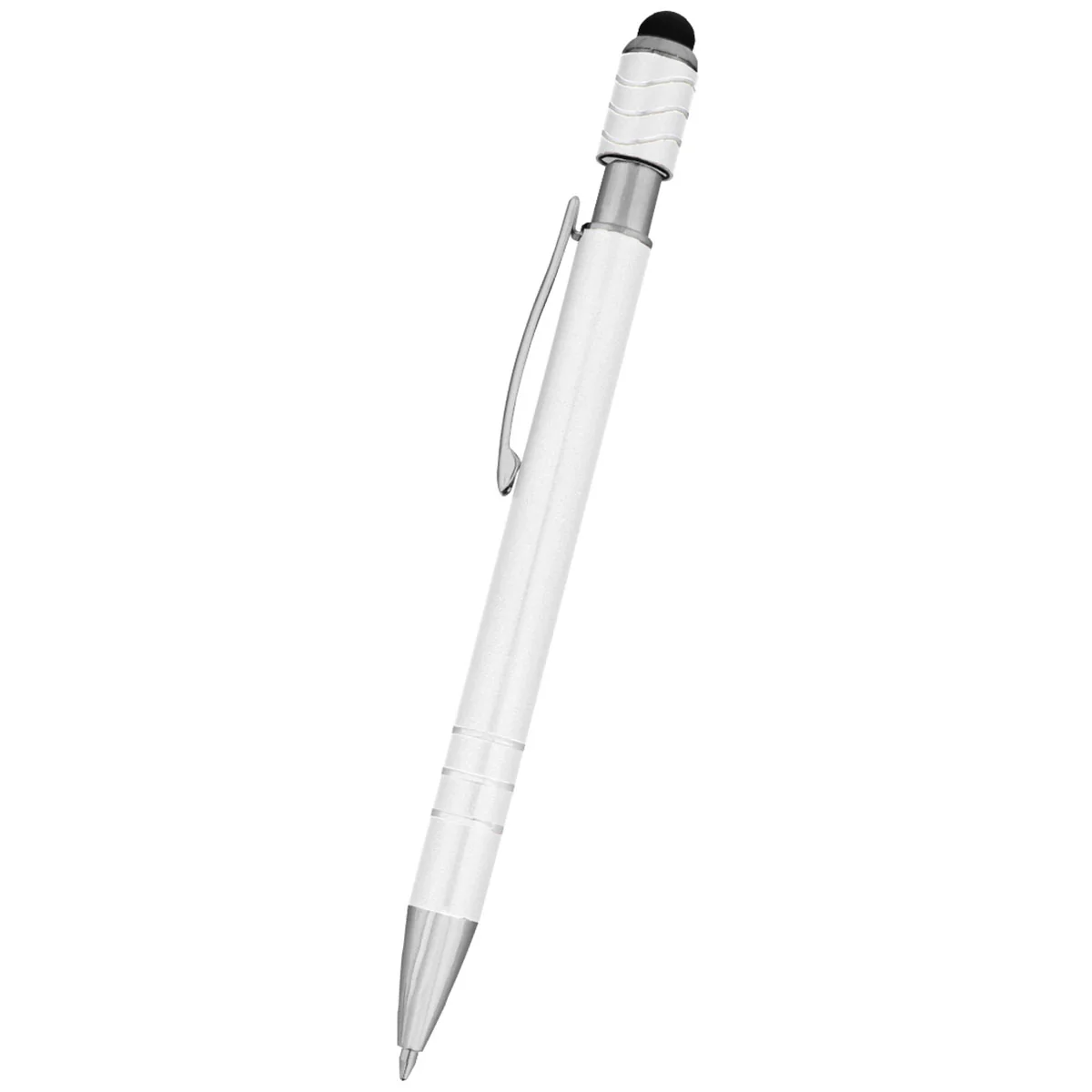 Hit Metallic White Spin Top Pen With Stylus - Image 3