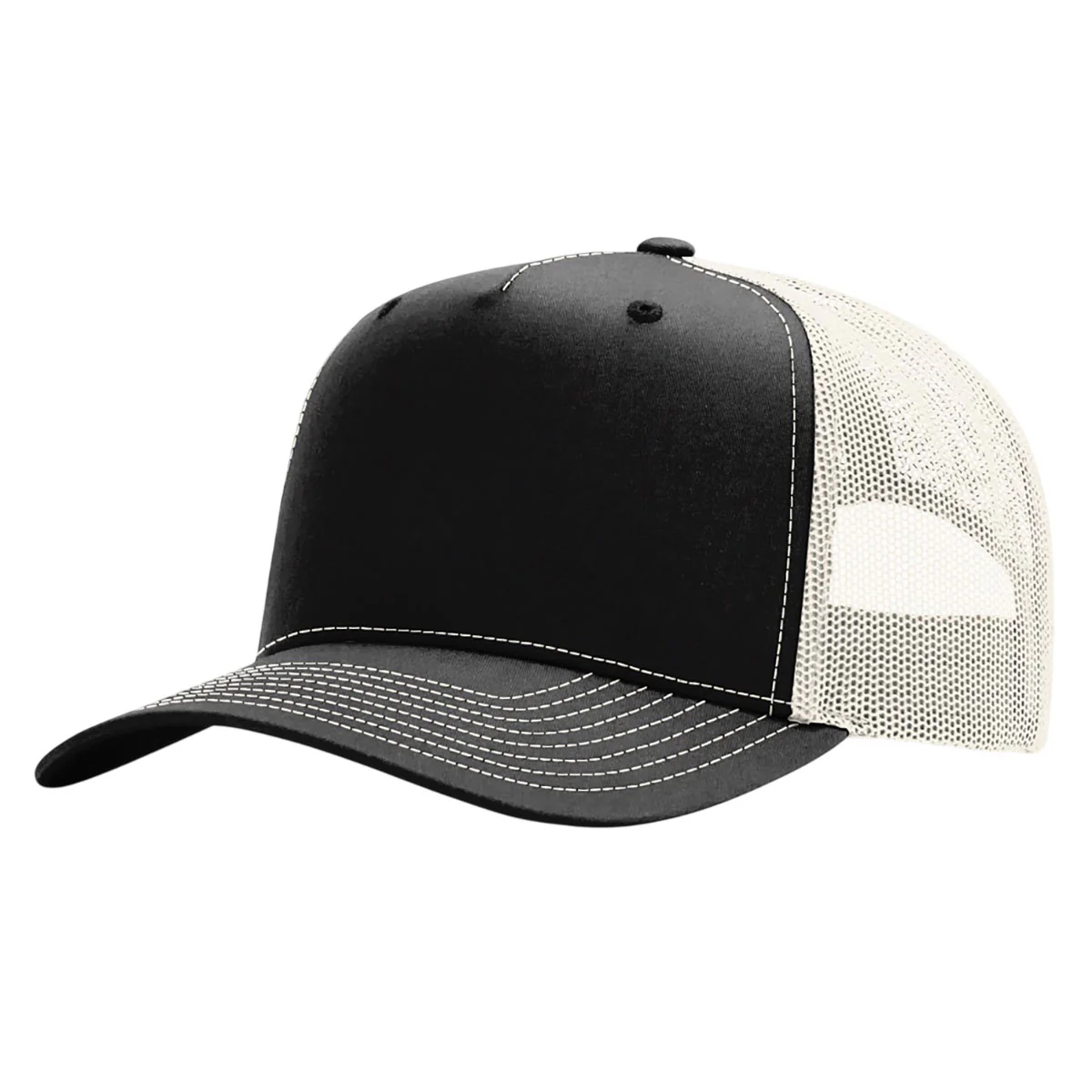Richardson Black/Birch Five-Panel Champ Trucker
