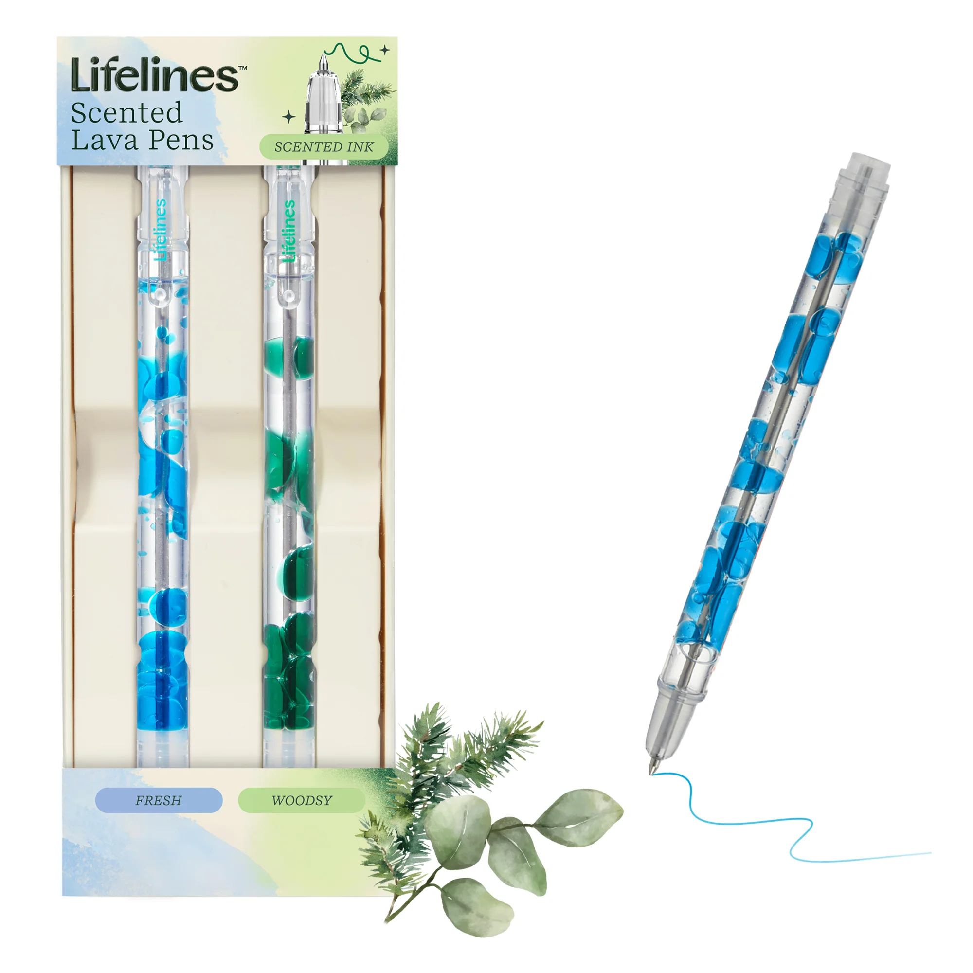 Lifelines Blue/Green Scented Lava Pen Set - 2-pack