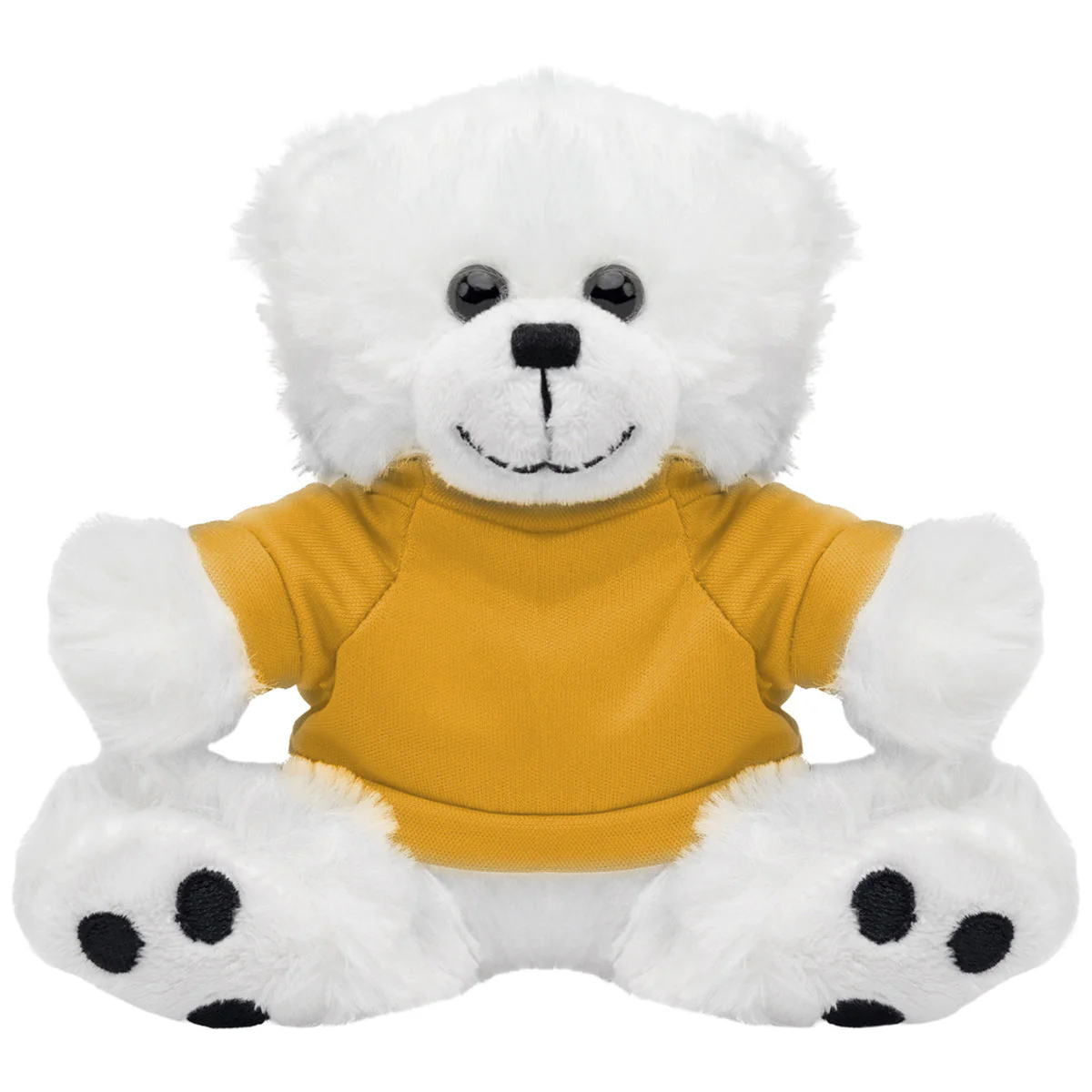 Hit 8 1/2" Big Paw White Bear with Athletic Gold T-Shirt