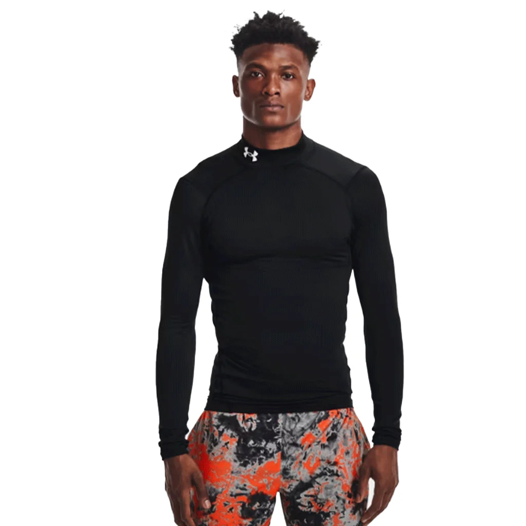 Under Armour Men's Black ColdGear Compression Mock Long Sleeve - Image 3