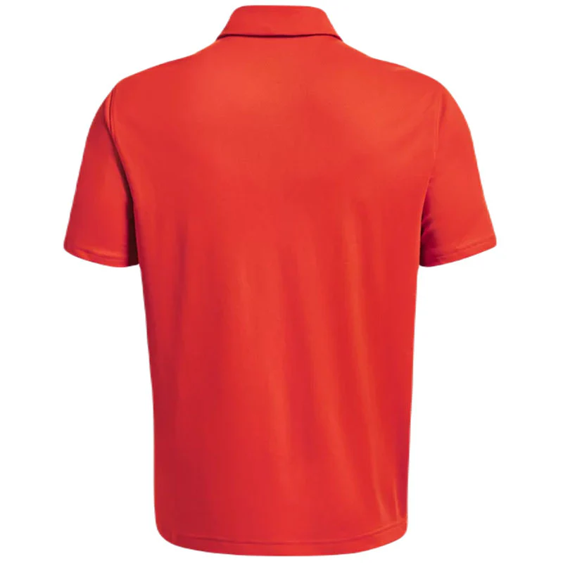 Under Armour Men's Dark Orange/White Tech Team Polo - Image 2