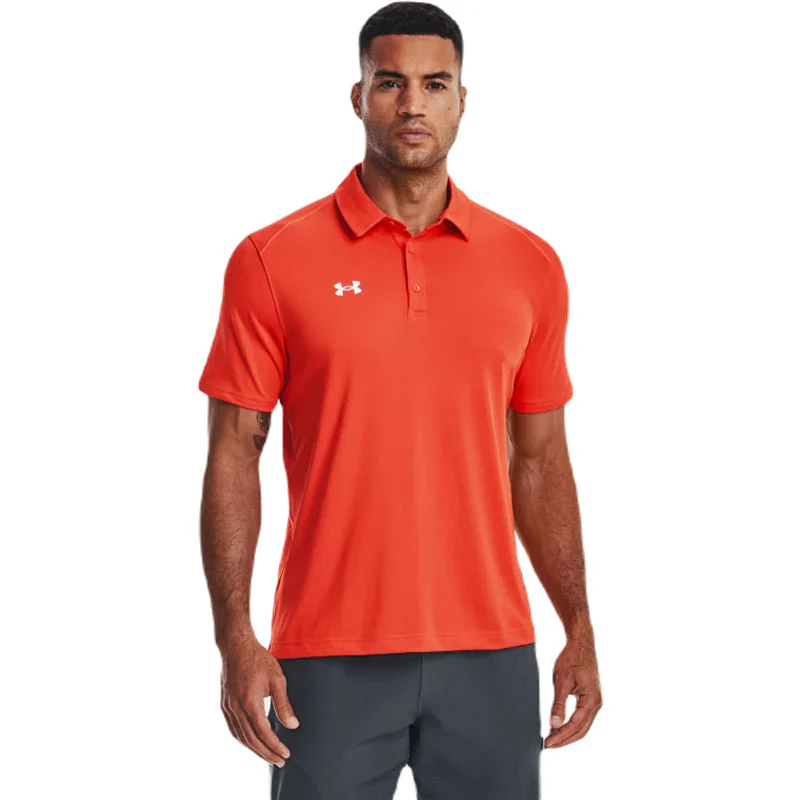 Under Armour Men's Dark Orange/White Tech Team Polo - Image 3