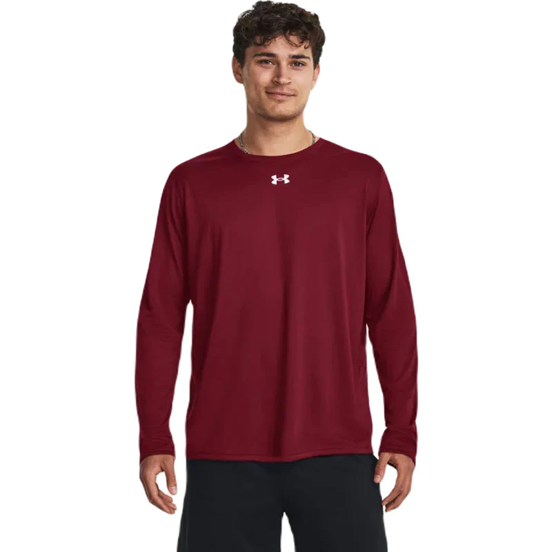 Under Armour Men's Cardinal/White Team Tech Long Sleeve - Image 3