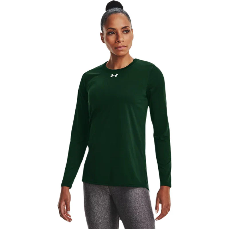 Under Armour Women's Forest Green/White Team Tech Long Sleeve - Image 3