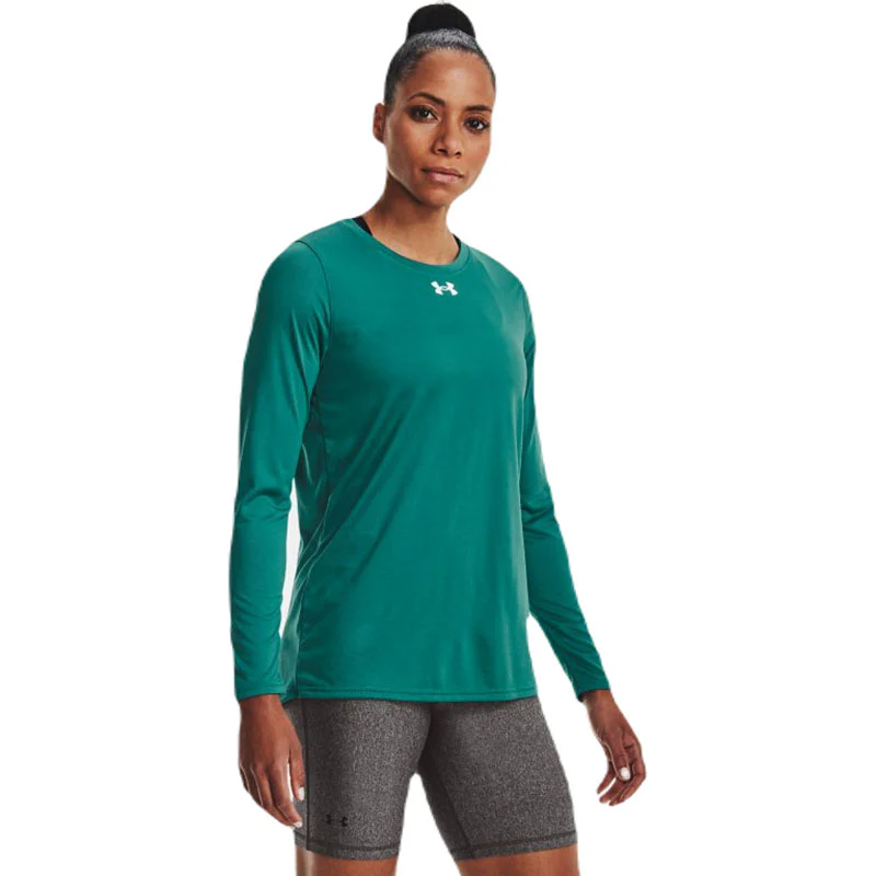 Under Armour Women's Coastal Teal/White Team Tech Long Sleeve - Image 3