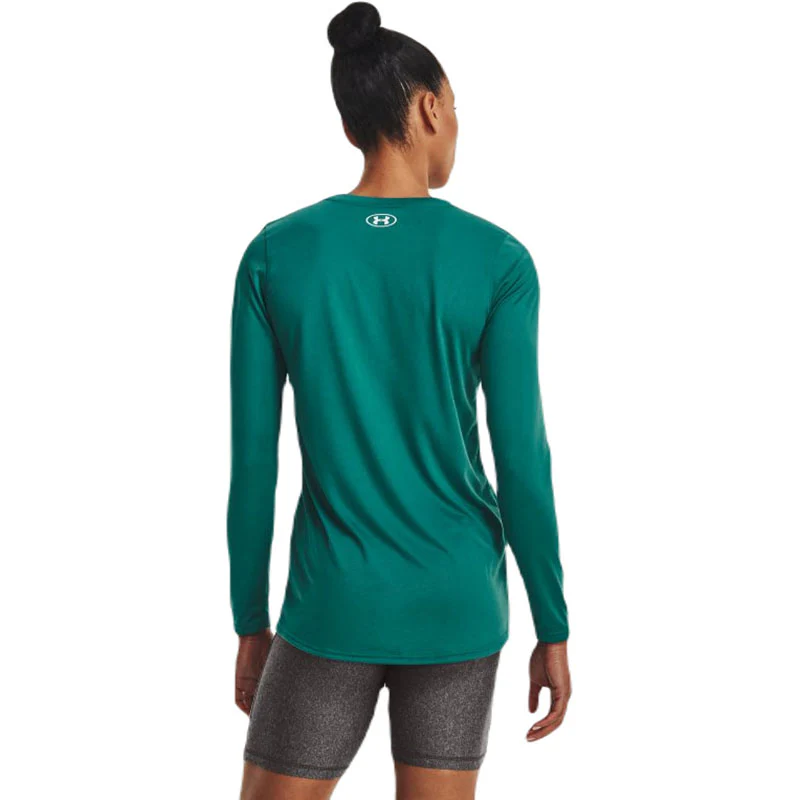 Under Armour Women's Coastal Teal/White Team Tech Long Sleeve - Image 4