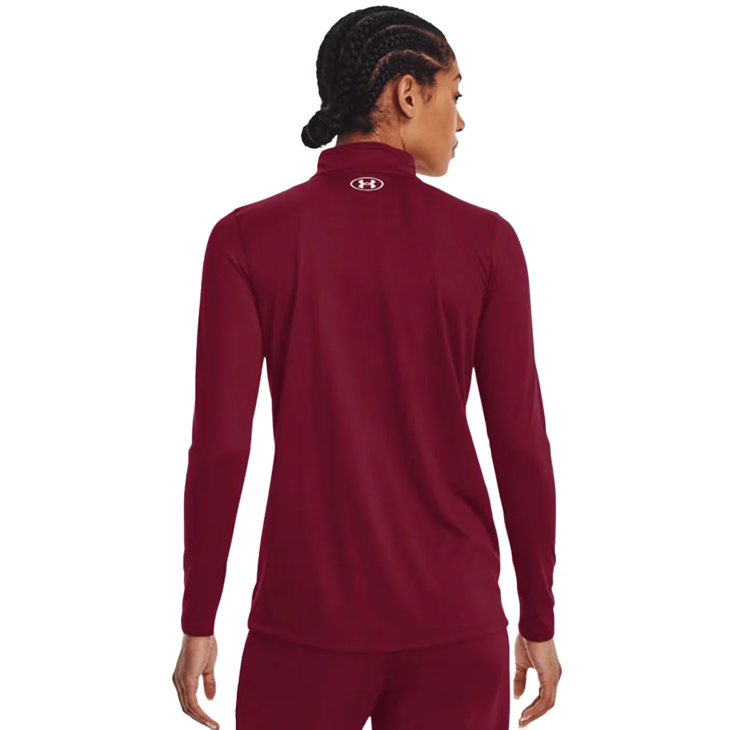 Under Armour Women's Cardinal/White Team Tech 1/2 Zip - Image 4