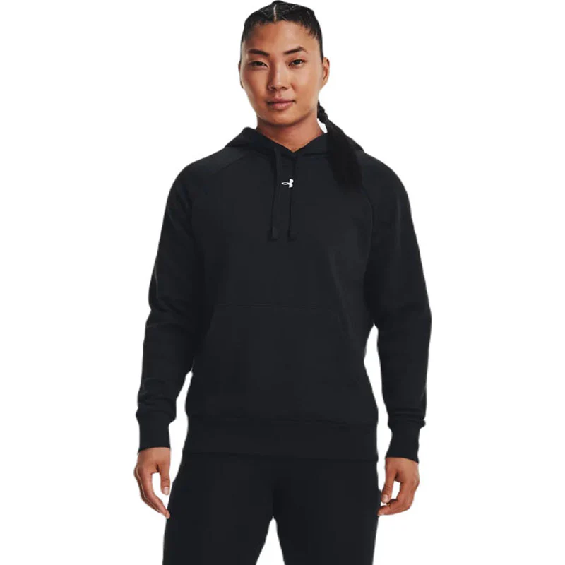 Under Armour Women's Black/White Rival Fleece Hoodie - Image 3