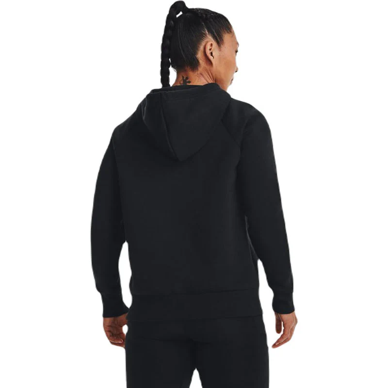 Under Armour Women's Black/White Rival Fleece Hoodie - Image 4