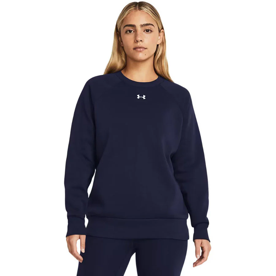 Under Armour Women's Midnight Navy/White Rival Fleece Crew - Image 3