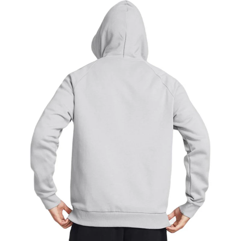 Under Armour Men's Mod Grey/White Rival Fleece Hoodie - Image 4