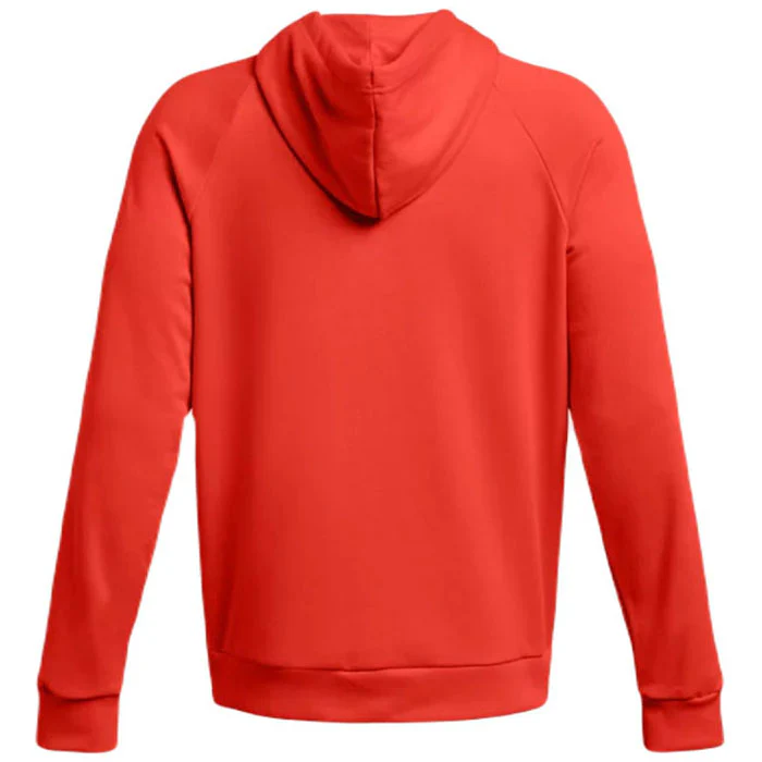Under Armour Men's Dark Orange/White Rival Fleece Hoodie - Image 2