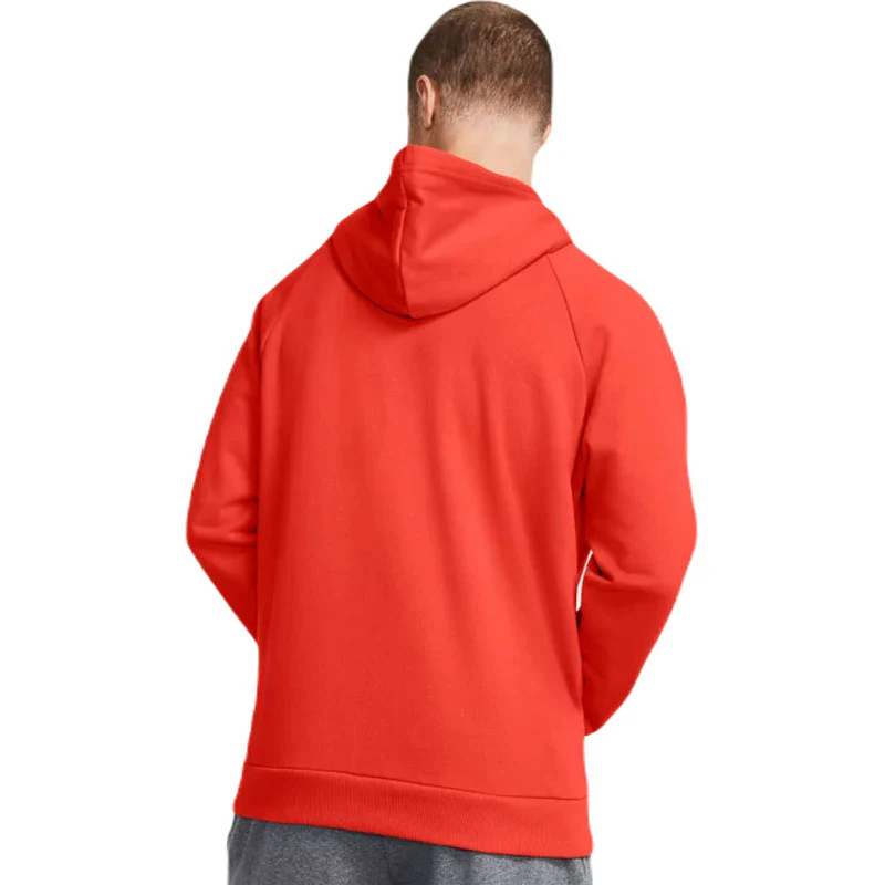 Under Armour Men's Dark Orange/White Rival Fleece Hoodie - Image 4