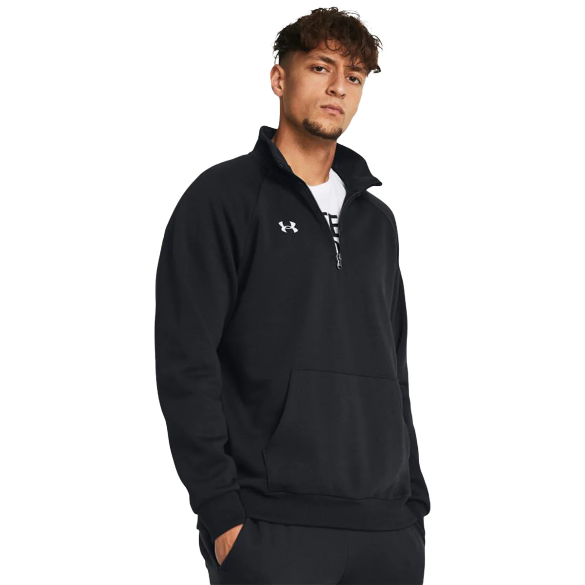 Under Armour Men's Black Rival Fleece 1/4 Zip - Image 3