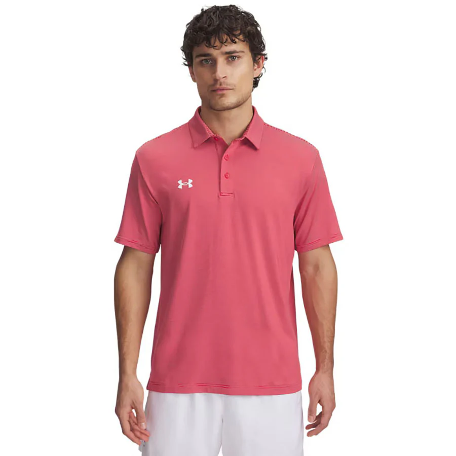 Under Armour Men's Red/White Drive Team Stripe Polo