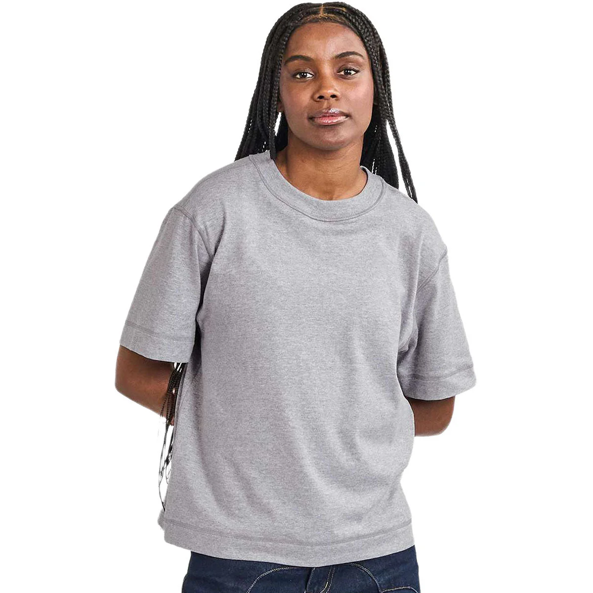 American Apparel Unisex Heather Grey Heavyweight Cotton Mid-Length Tee - Image 3