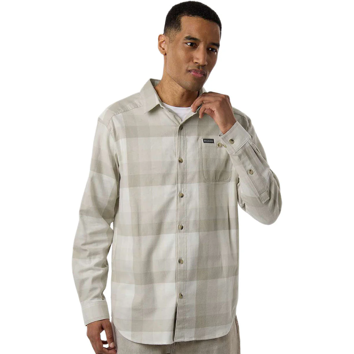 Columbia Men's Dark Stone Multi Buffalo Check Cornell Woods Flannel Shirt - Image 3