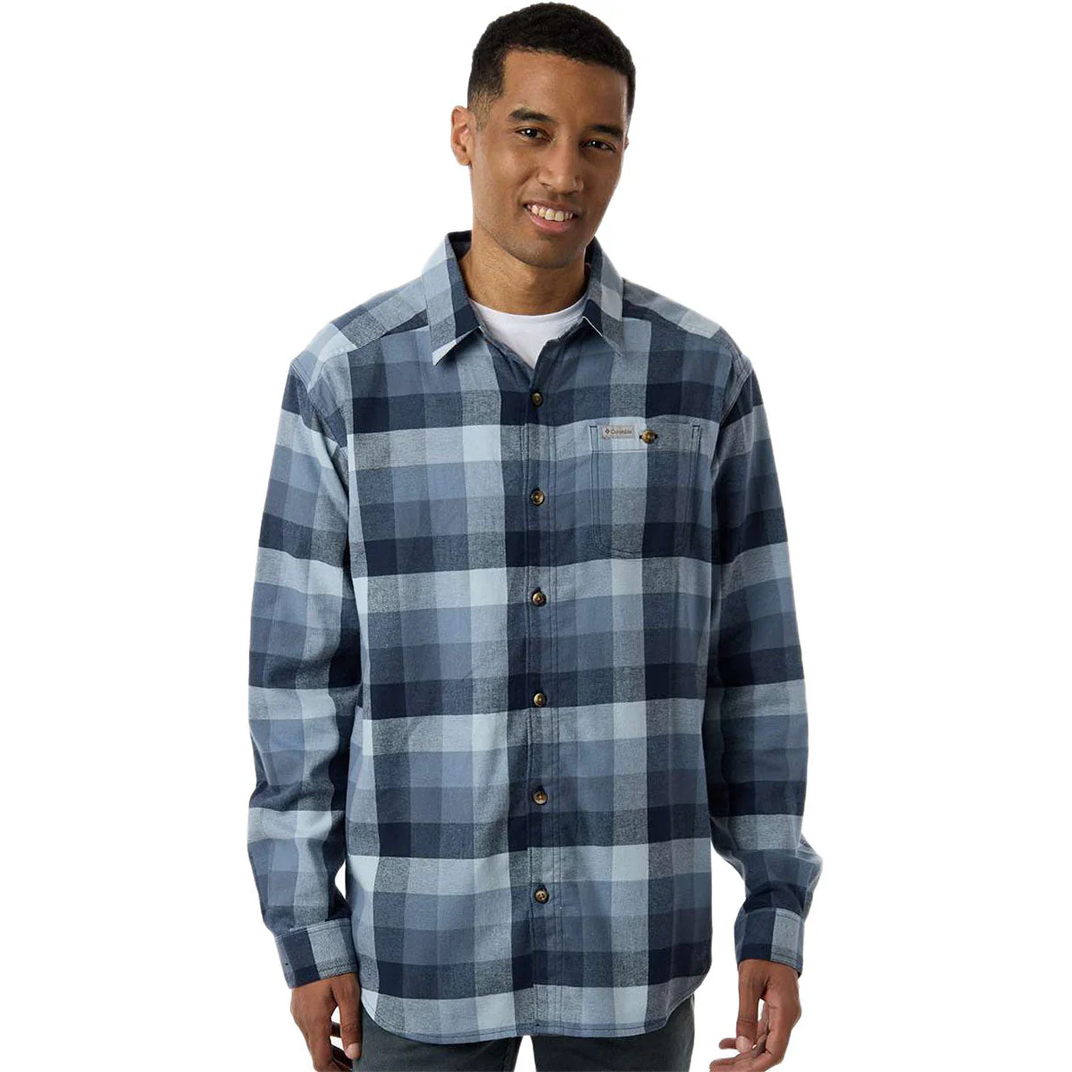Columbia Men's Collegiate Navy Multi Buffalo Check Cornell Woods Flannel Shirt - Image 3