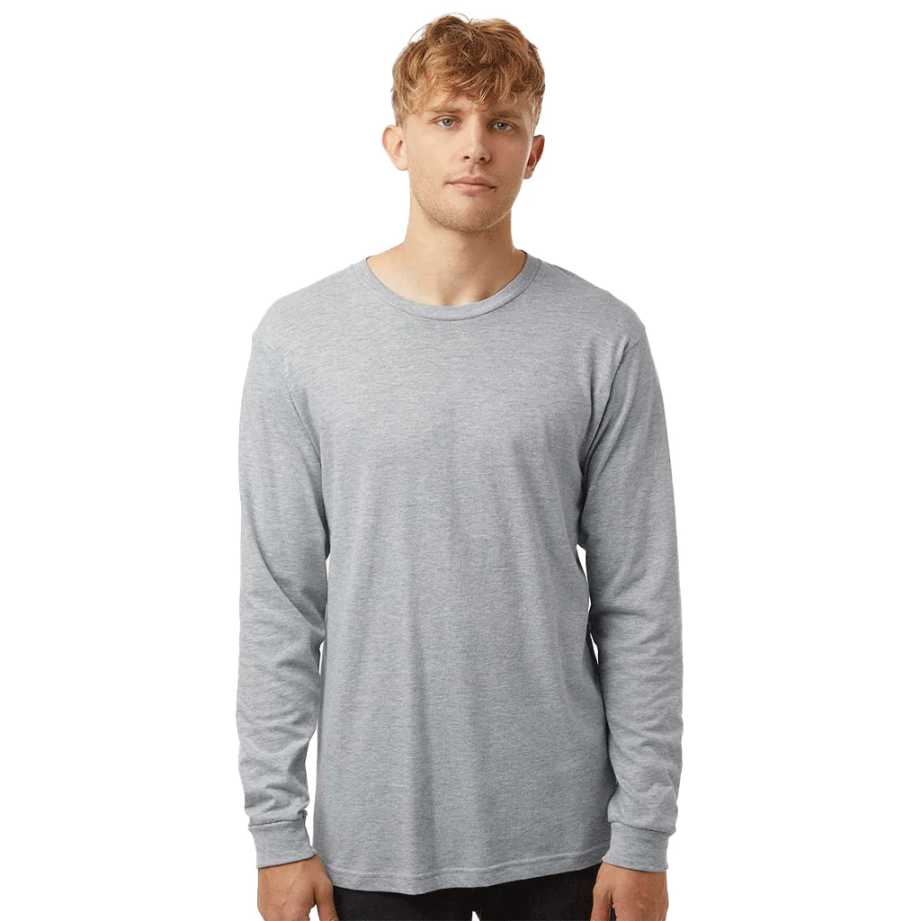 Tultex Unisex Heather Grey Fine Jersey Long Sleeve T-Shirt - Image 3