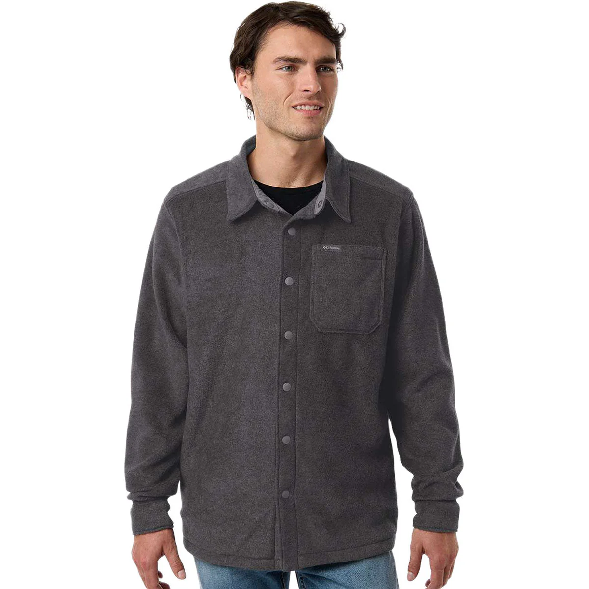 Columbia Men's Charcoal Grey Heather Steens Mountain Solid Shirt Jacket - Image 3