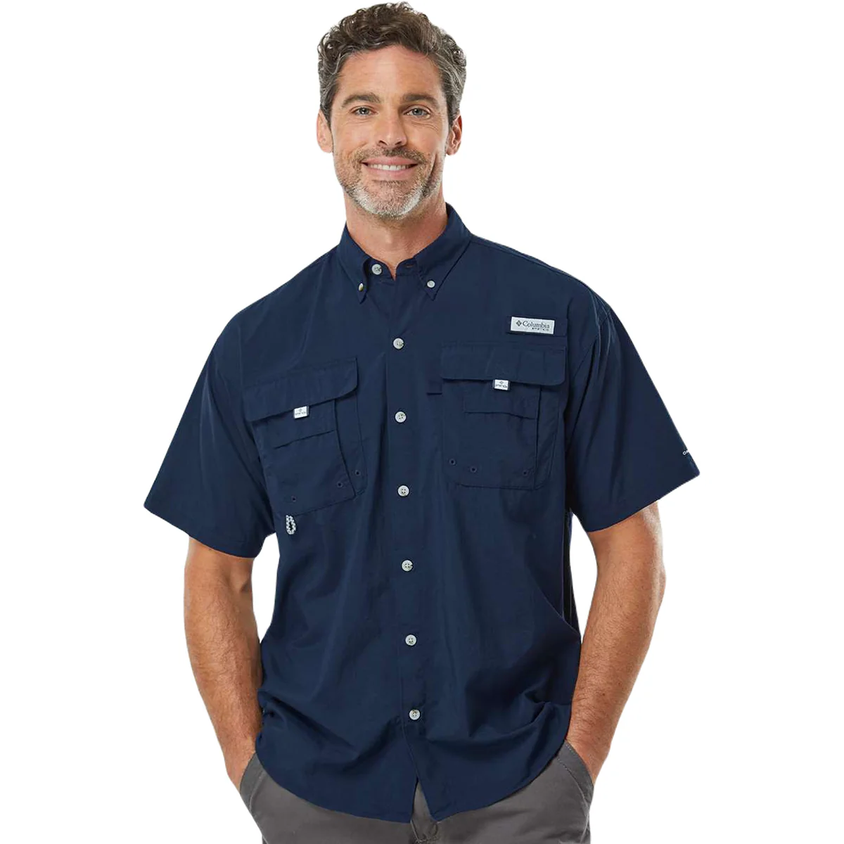 Columbia Men's Collegiate Navy PFG Bahama Short Sleeve Shirt - Image 3
