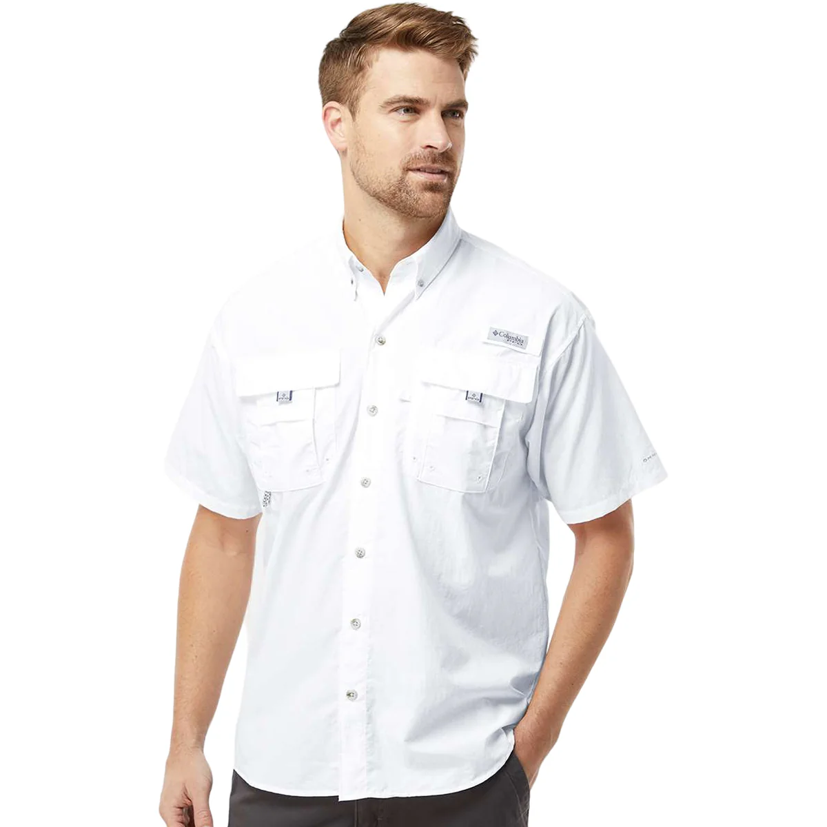 Columbia Men's White PFG Bahama Short Sleeve Shirt - Image 3