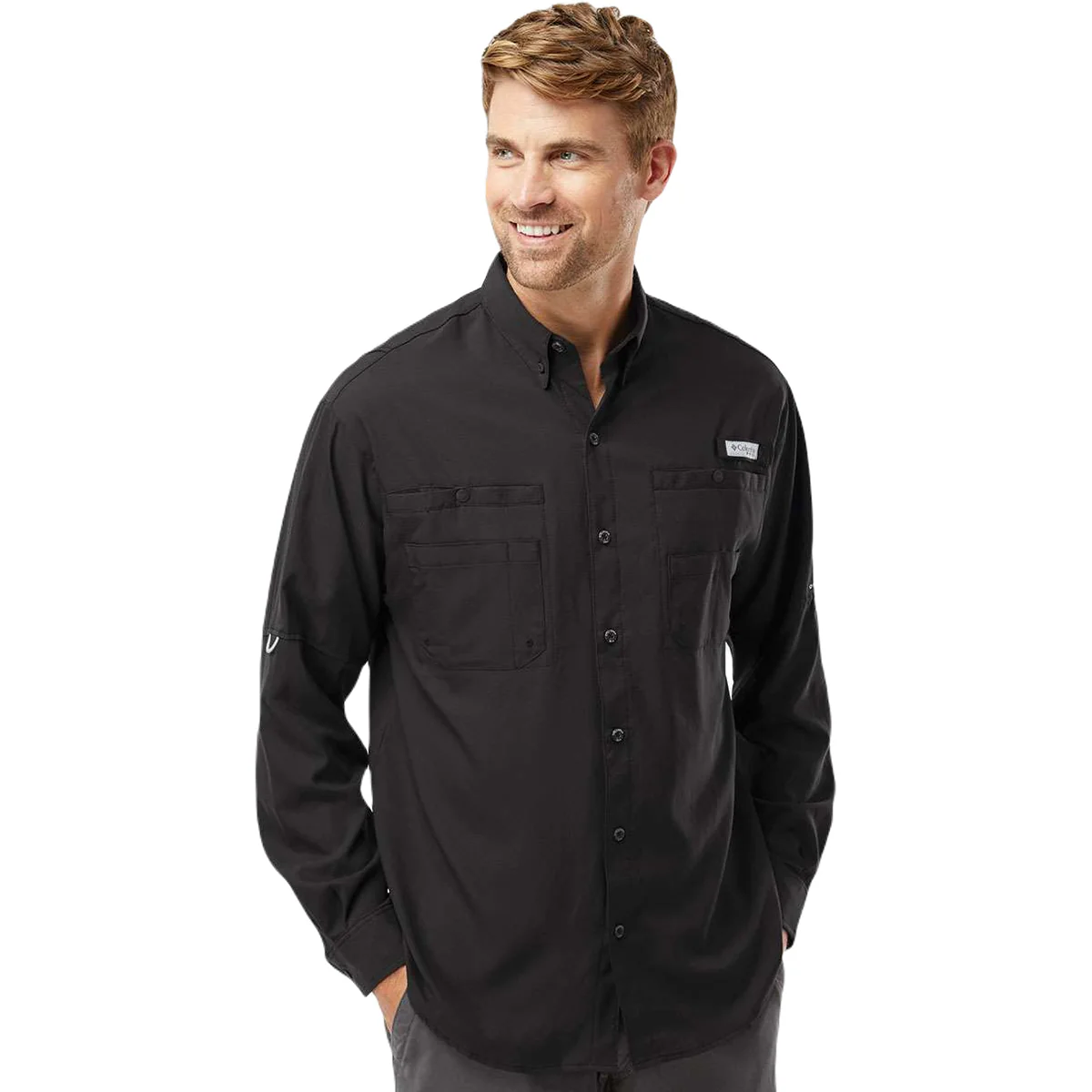Columbia Men's Black PFG Tamiami Long Sleeve Shirt - Image 3