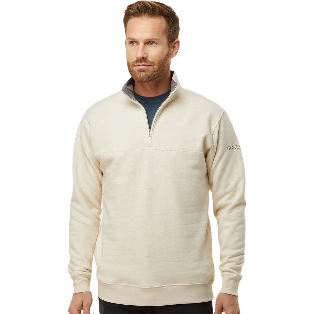 Columbia Men's Oatmeal Heather Hart Mountain II Half-Zip Pullover - Image 3