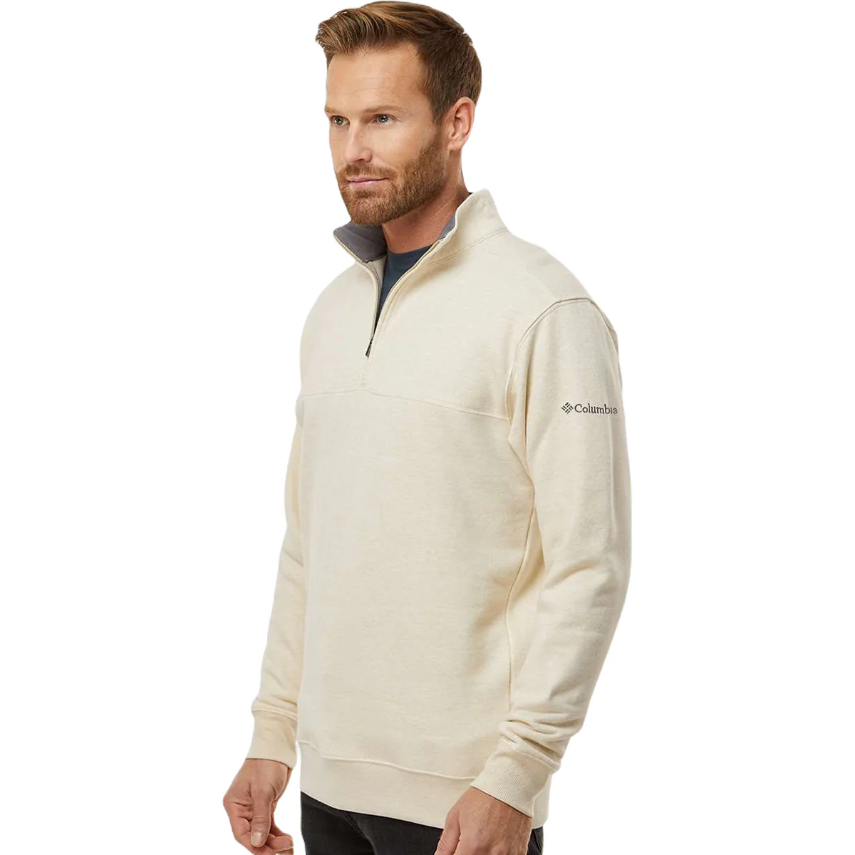 Columbia Men's Oatmeal Heather Hart Mountain II Half-Zip Pullover - Image 5