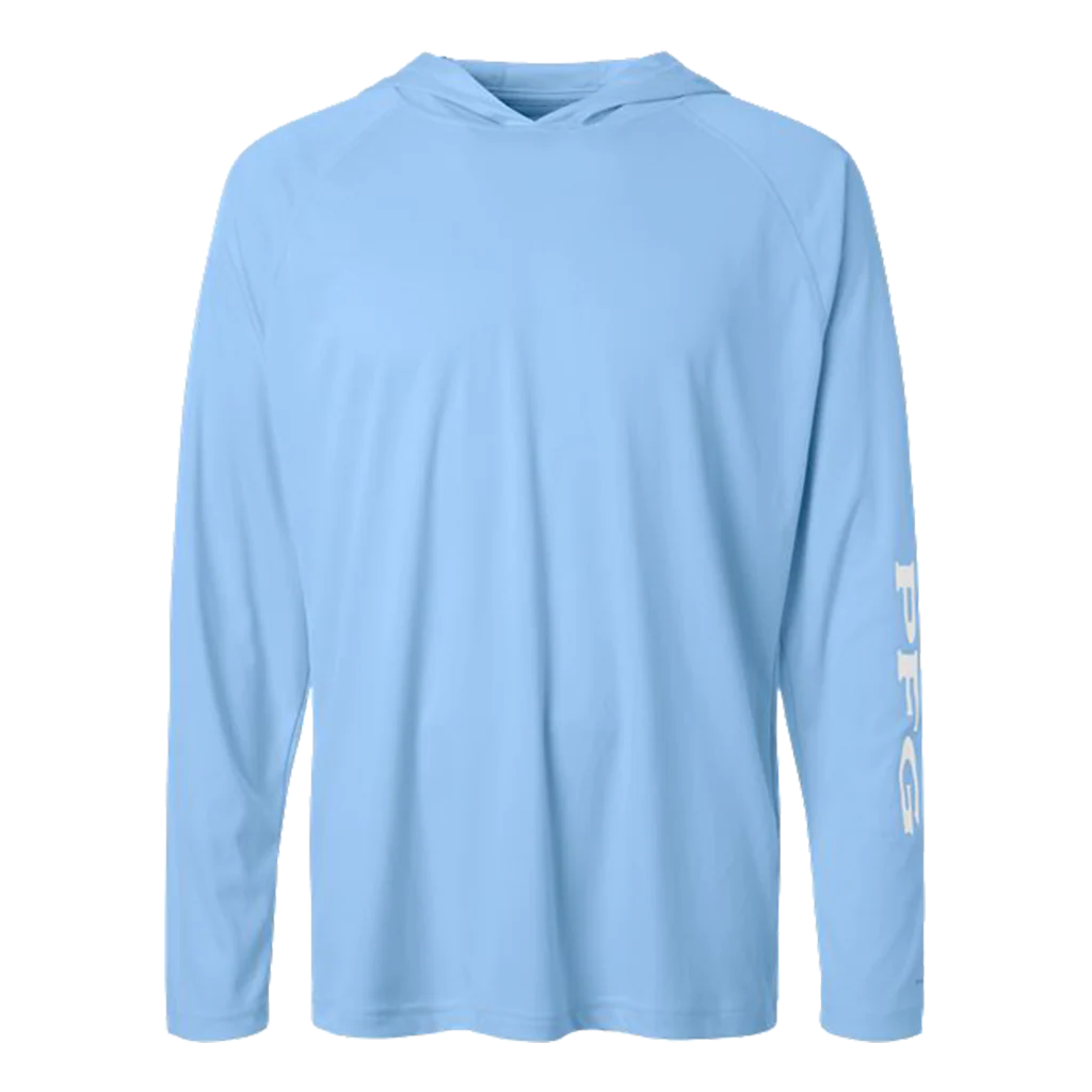 Columbia Men's White Cap/ White PFG Terminal Tackle Hooded Long Sleeve T-Shirt