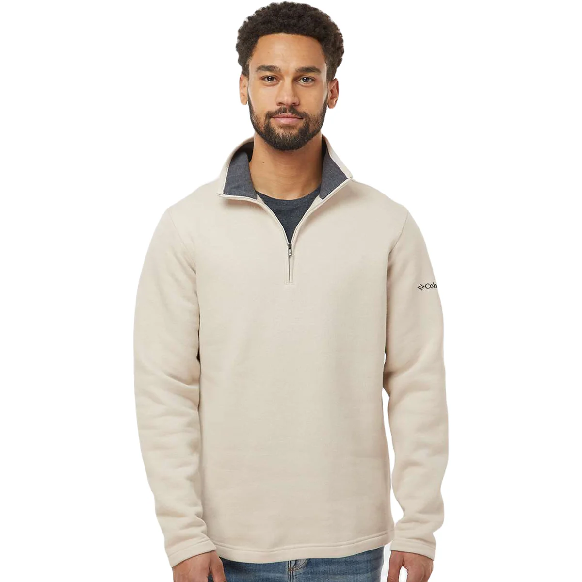 Columbia Men's Dark Stone Heather Great Hart Mountain III Half-Zip Pullover - Image 3