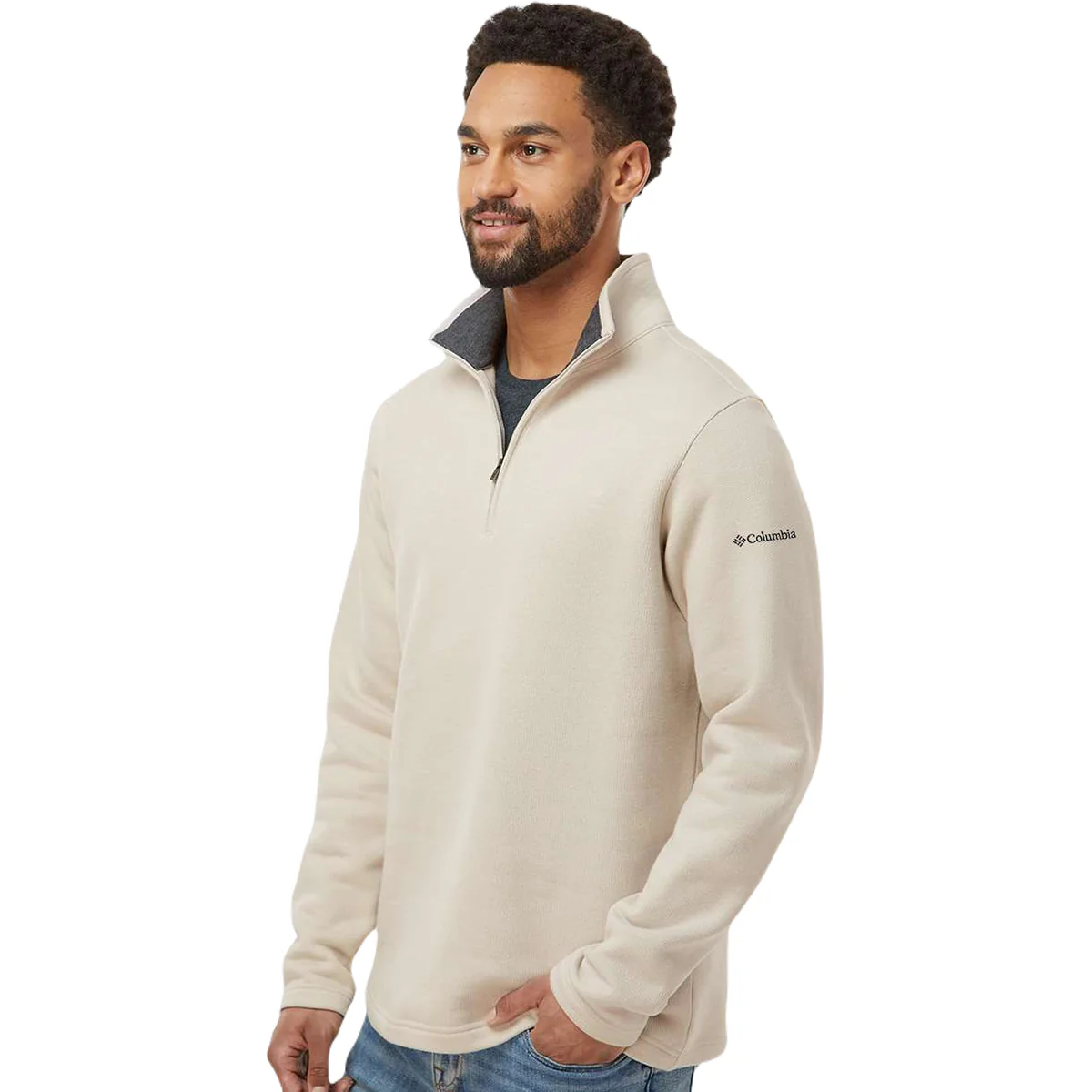 Columbia Men's Dark Stone Heather Great Hart Mountain III Half-Zip Pullover - Image 5