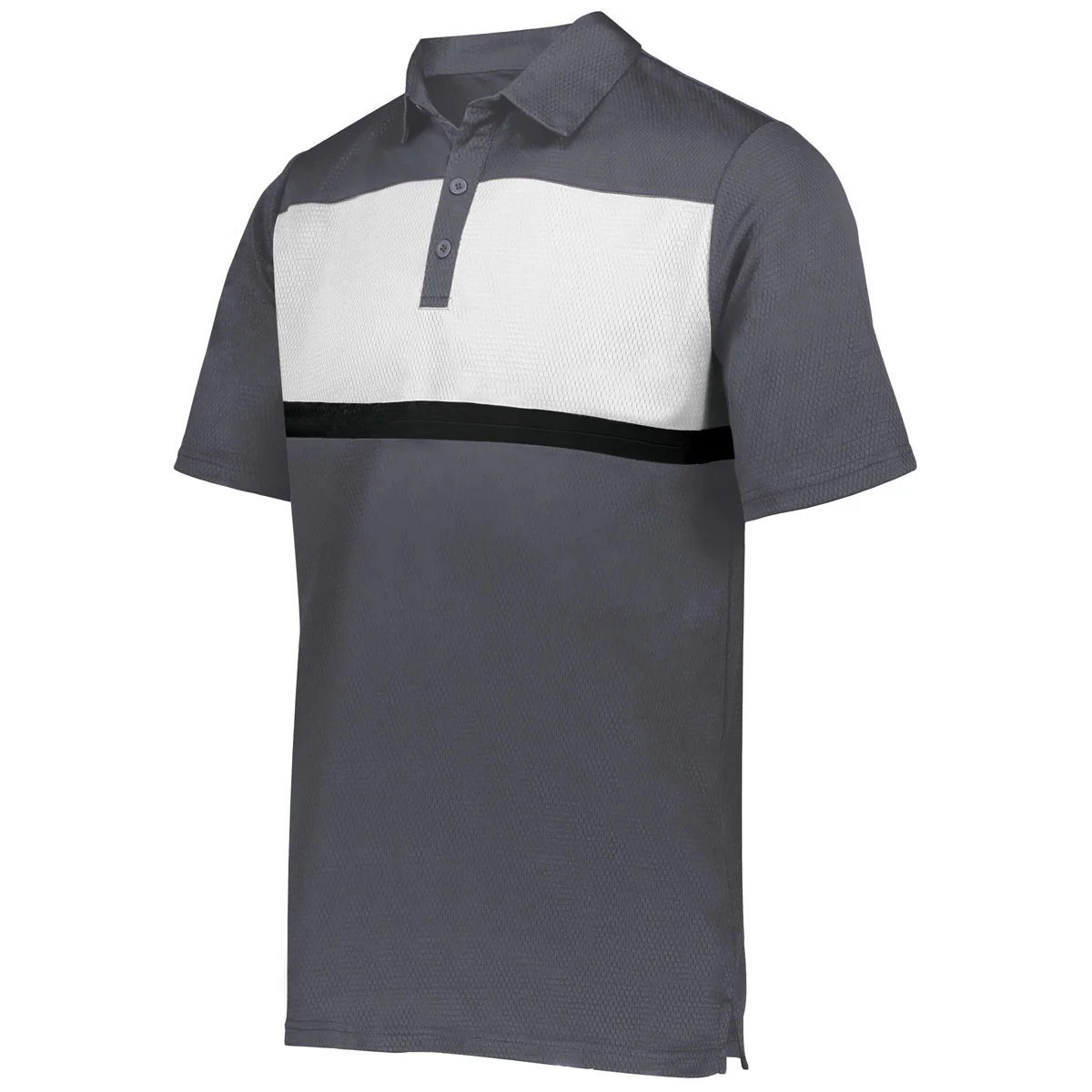 Holloway Men's Carbon/White Prism Bold Polo - Image 3