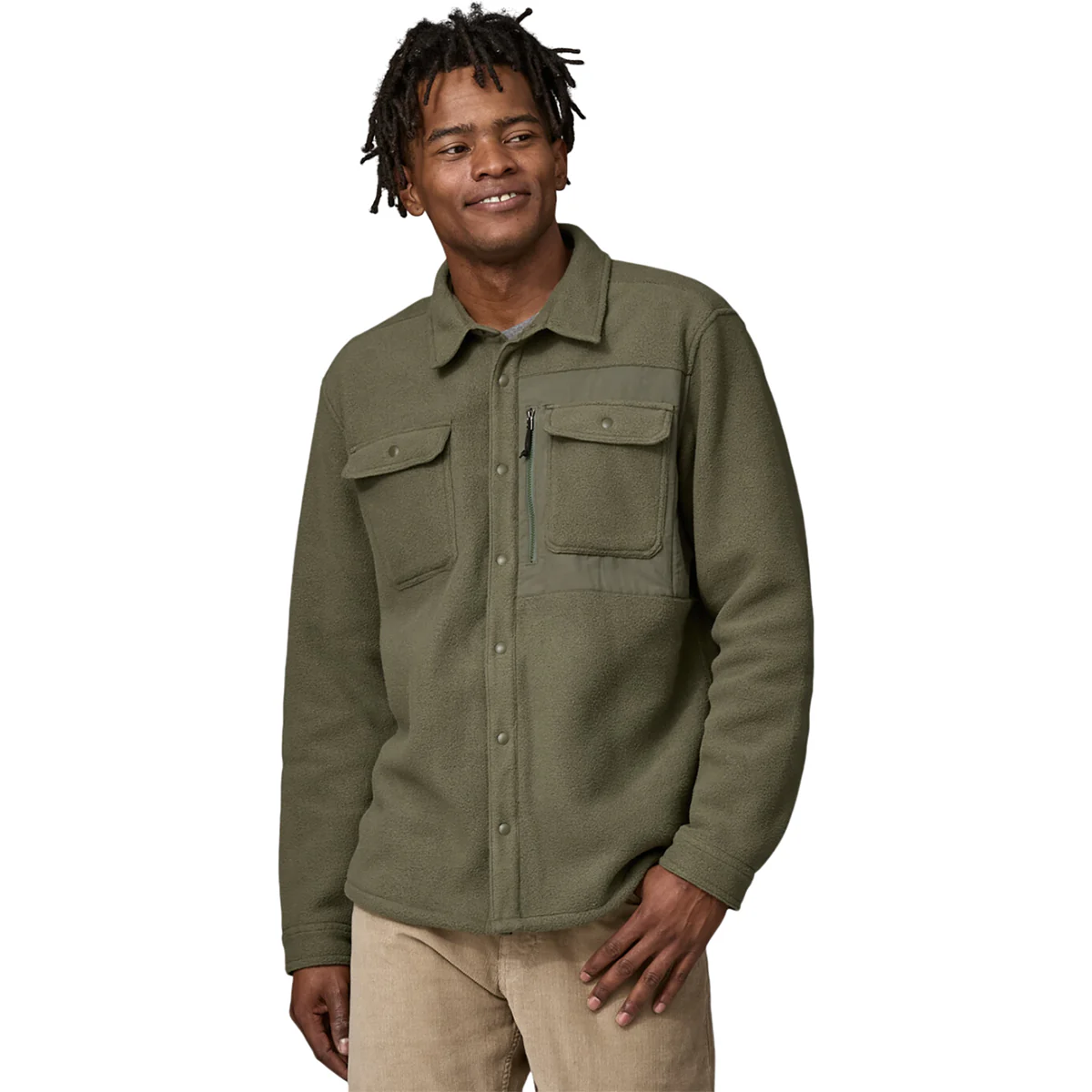 Patagonia Men's Basin Green Synchilla Fleece Shirt Jacket - Image 2