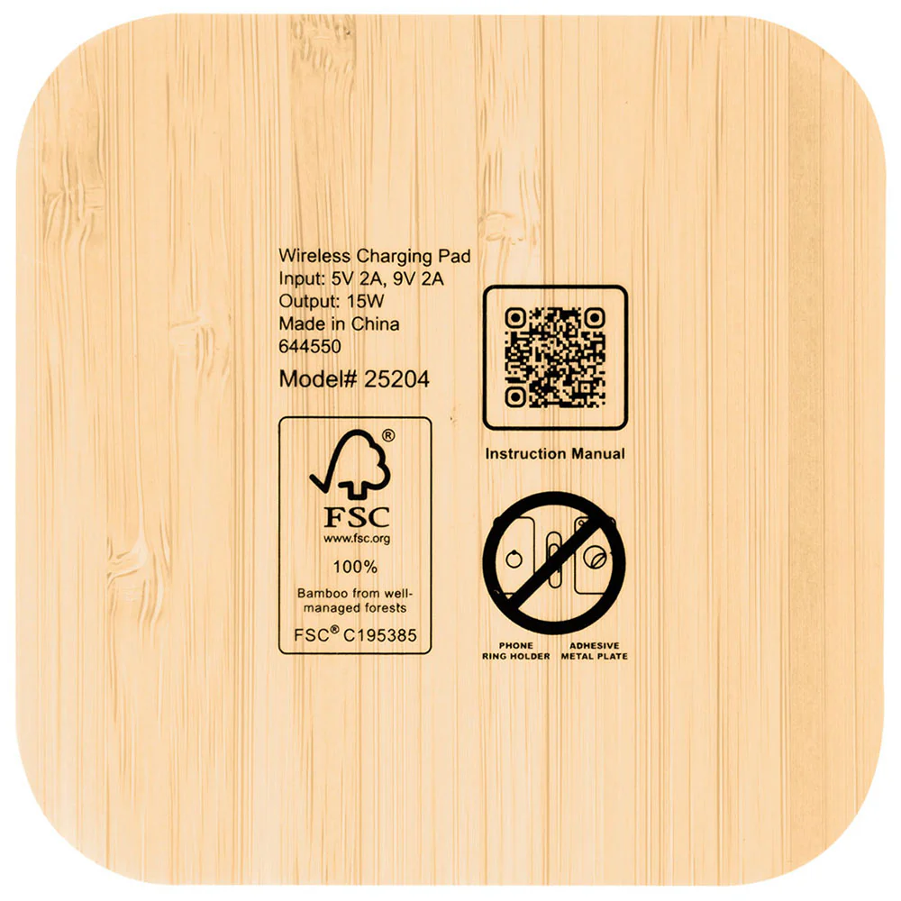 Hit Grey with Bamboo 15W Bamboo & rPET Wireless Charger - Image 3